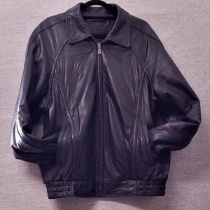 ROUNDTREE & YORKE Leather Jacket == Size LARGE == Black LAMBSKIN == SOFT!
